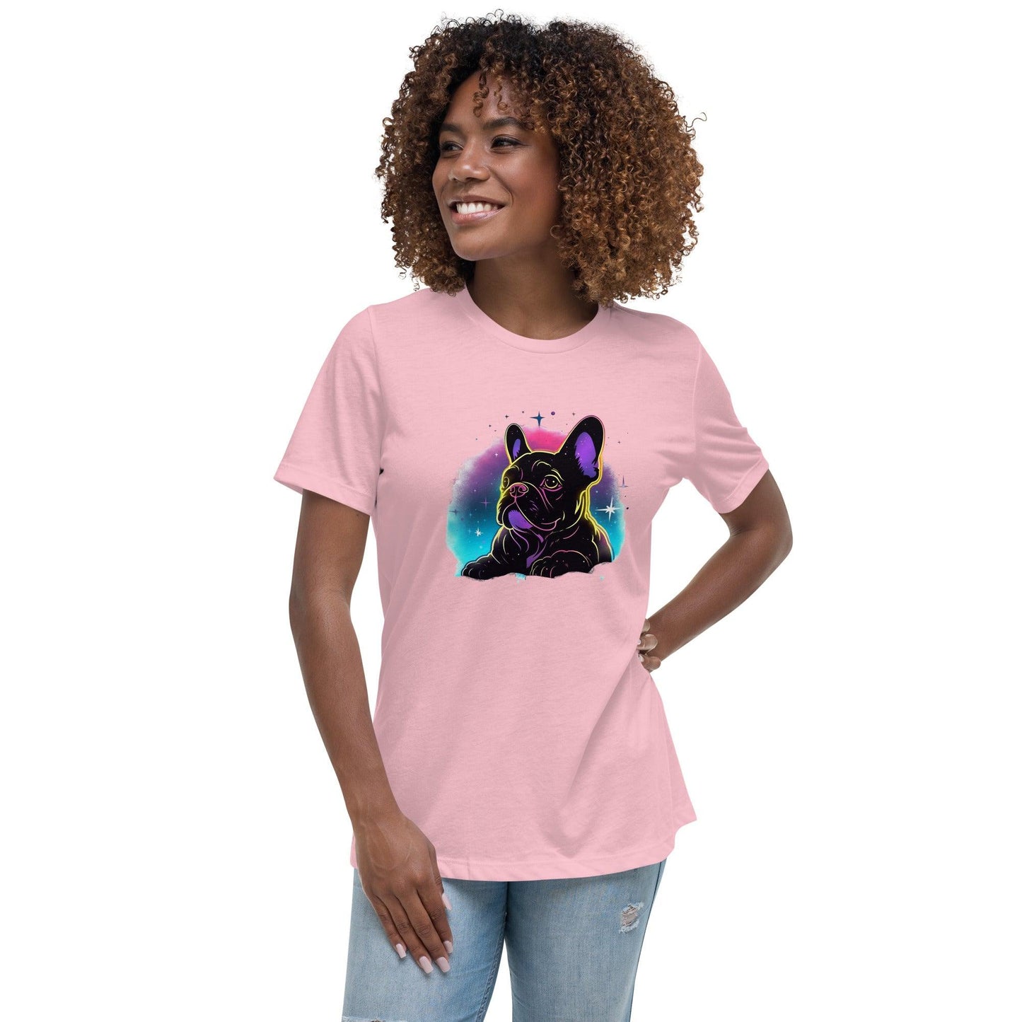 Stellar Frenchie - Neon Stars Silhouette T-Shirt - Frenchie Emporium
