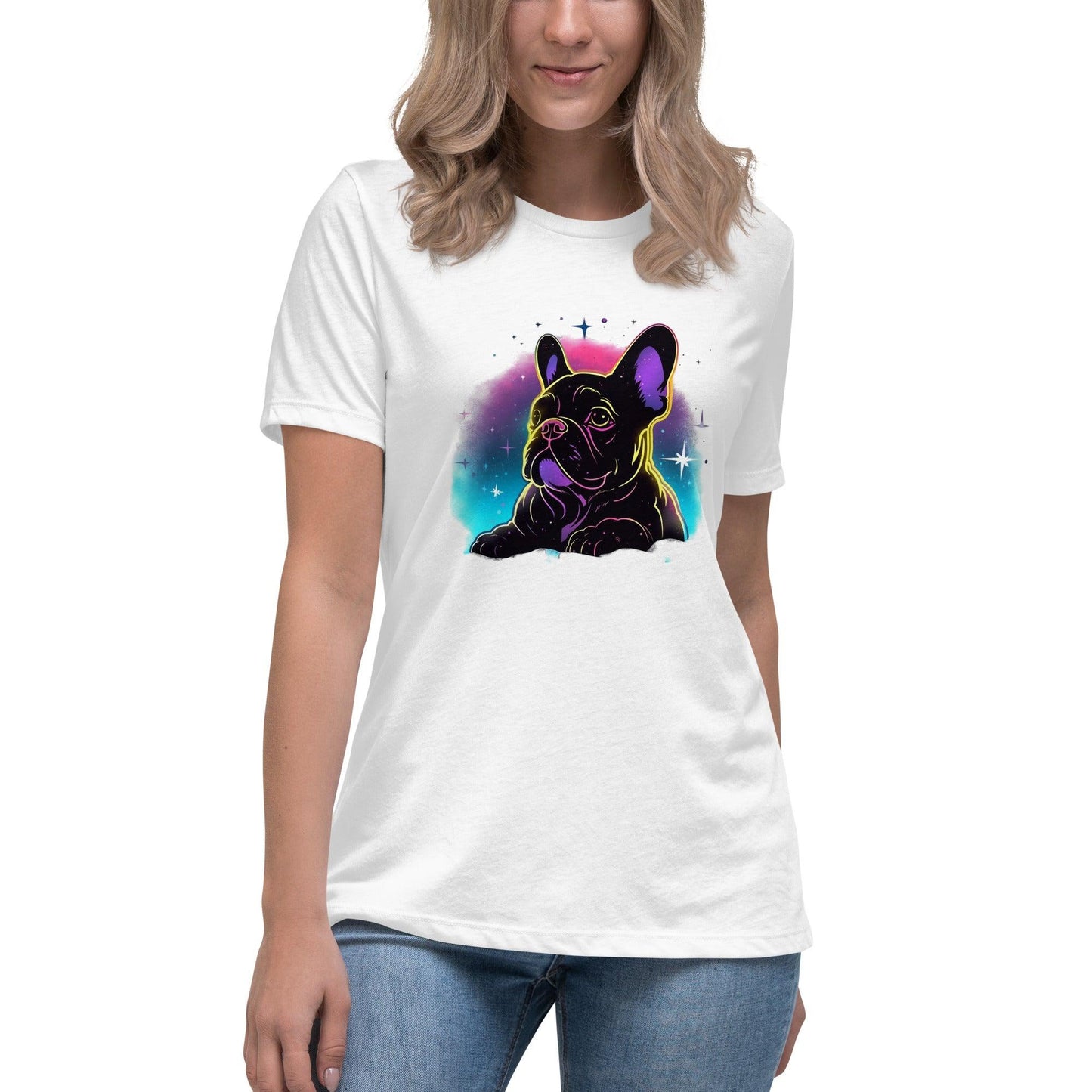 Stellar Frenchie - Neon Stars Silhouette T-Shirt - Frenchie Emporium
