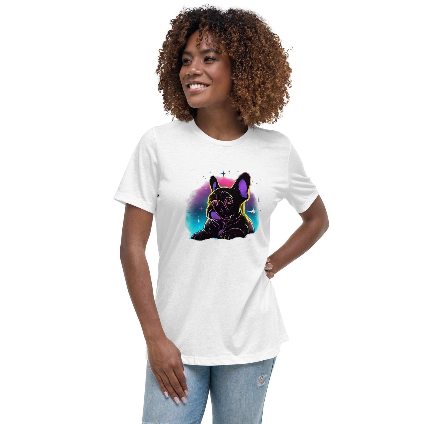 Stellar Frenchie - Neon Stars Silhouette T-Shirt - Frenchie Emporium