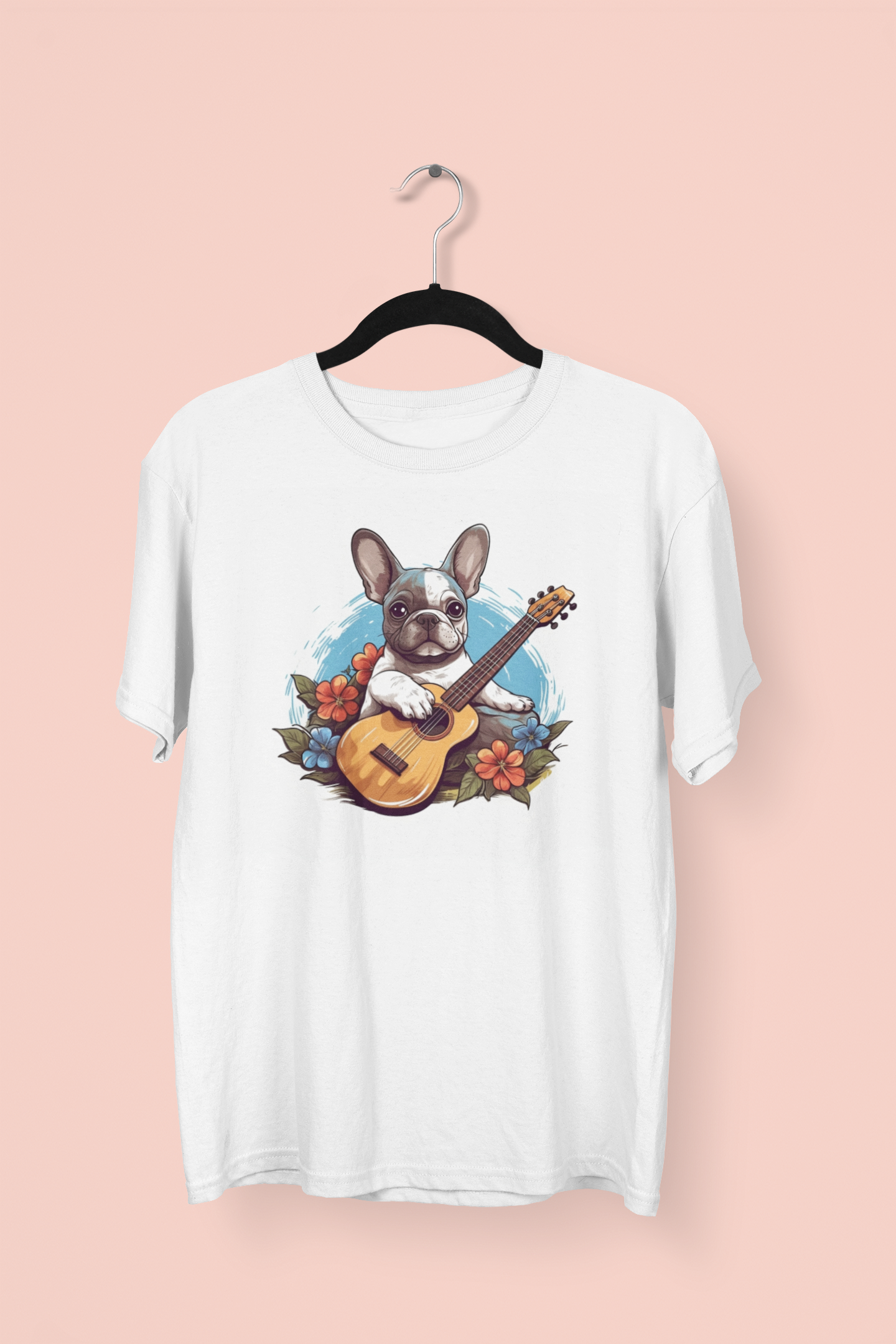 Hawaiian Ukulele Frenchie - Relaxing Graphic T-shirt