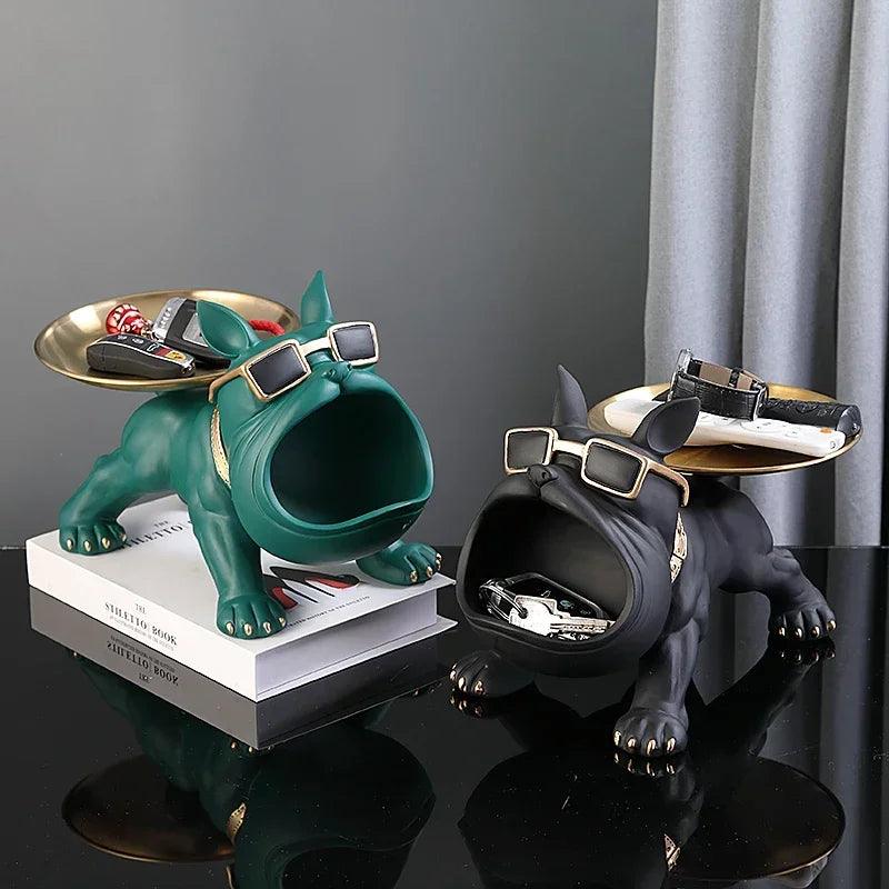 Adorable French Bulldog Butler Sculpture with Tray & Storage Box - Frenchie Emporium