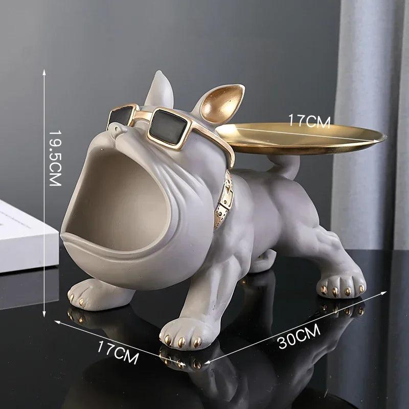 Adorable French Bulldog Butler Sculpture with Tray & Storage Box - Frenchie Emporium