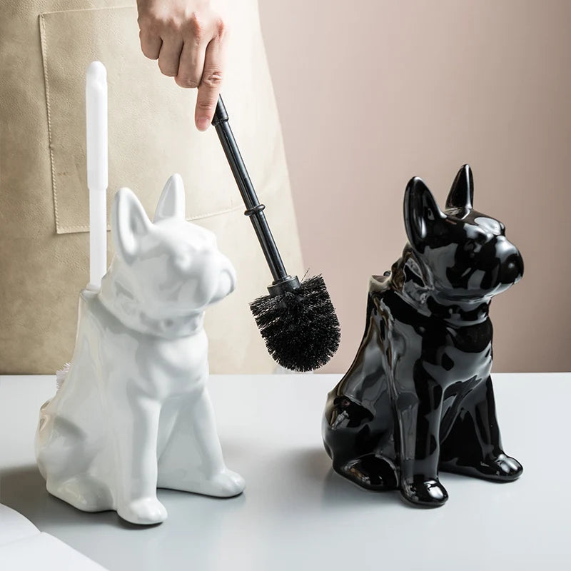 French Bulldog Ceramic Toilet Brush Holder