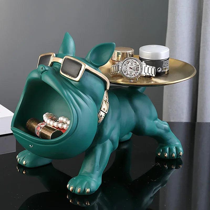 Adorable French Bulldog Butler Sculpture with Tray & Storage Box - Frenchie Emporium