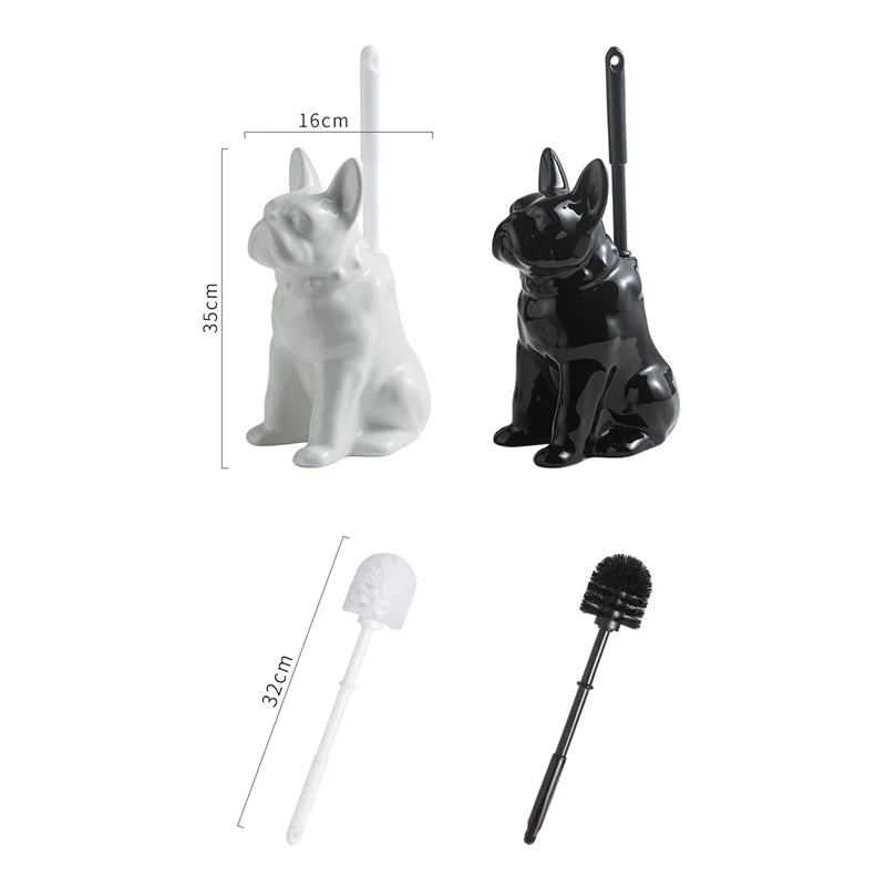 French Bulldog Ceramic Toilet Brush Holder