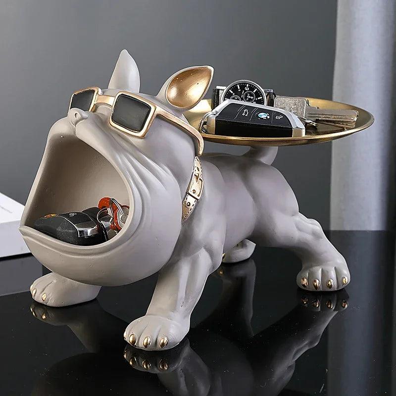 Adorable French Bulldog Butler Sculpture with Tray & Storage Box - Frenchie Emporium