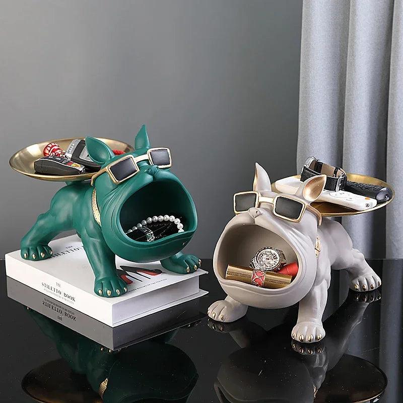 Adorable French Bulldog Butler Sculpture with Tray & Storage Box - Frenchie Emporium