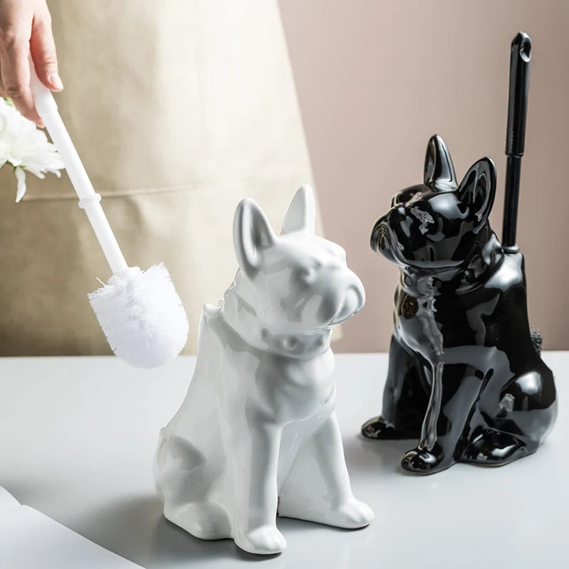 French Bulldog Ceramic Toilet Brush Holder