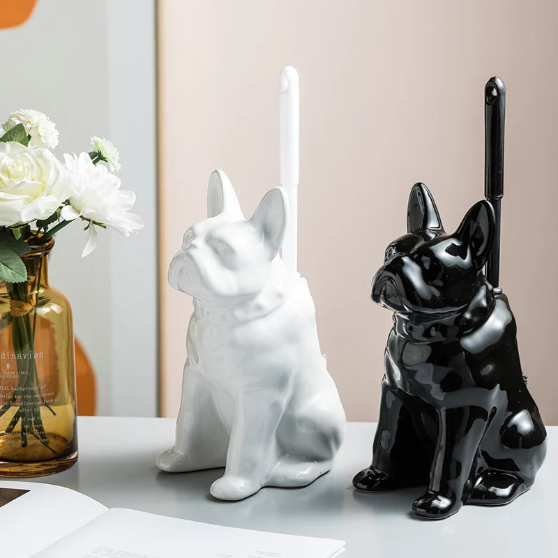 French Bulldog Ceramic Toilet Brush Holder