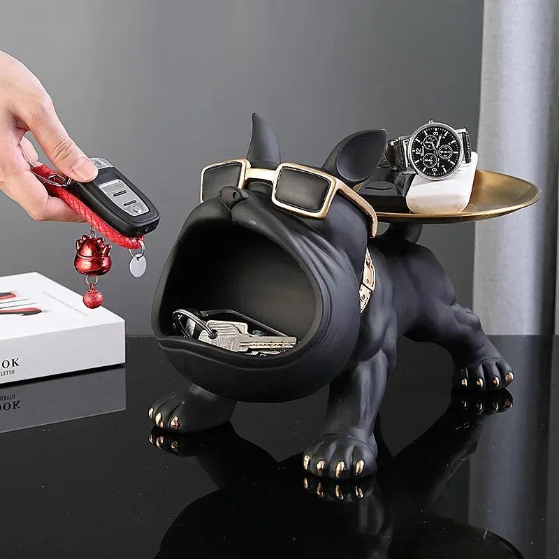 Adorable French Bulldog Butler Sculpture with Tray & Storage Box - Frenchie Emporium