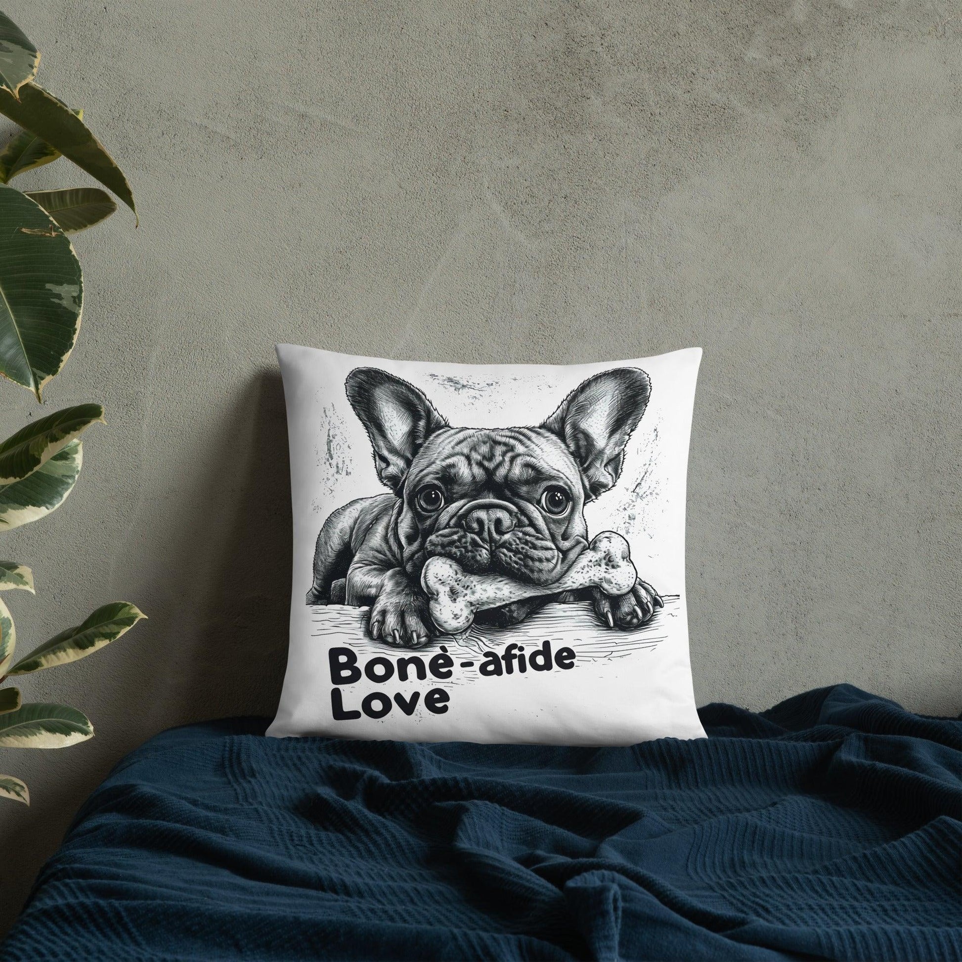 Frenchie 'bone-afide' love - Pillow - Frenchie Emporium