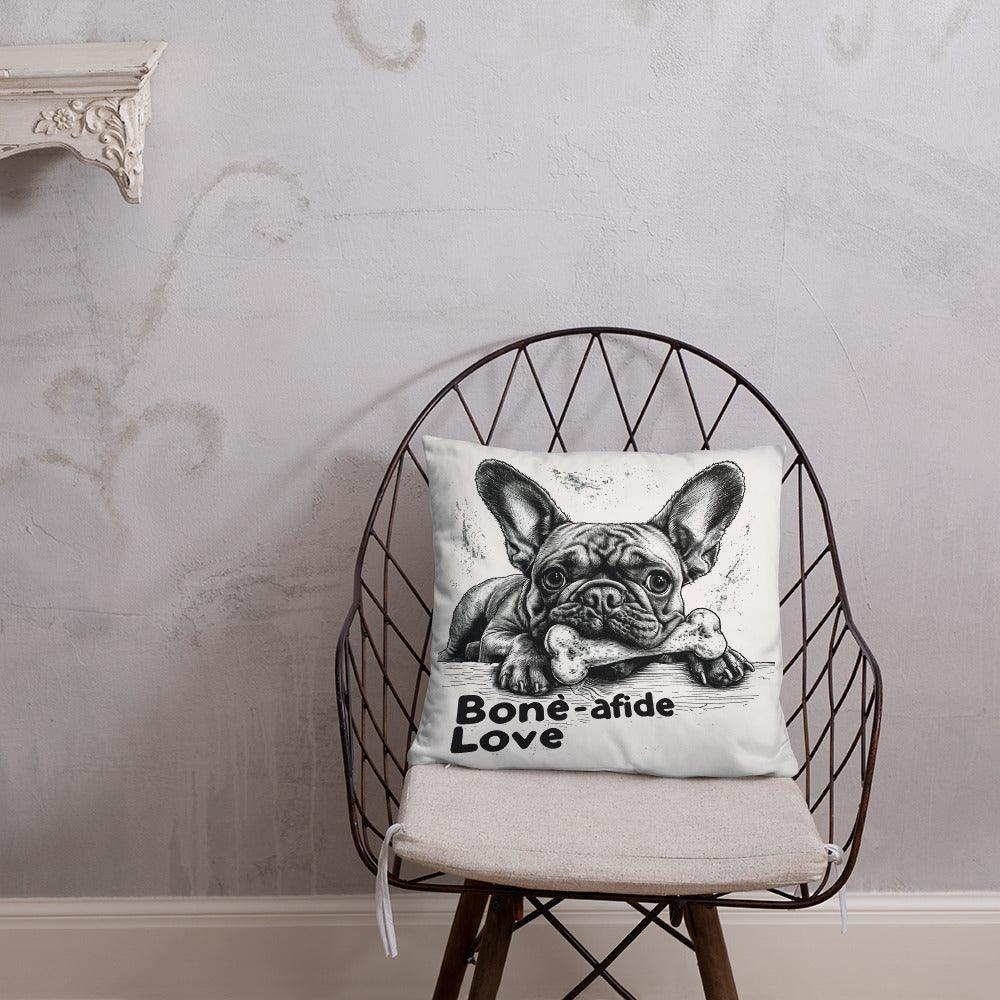 Frenchie 'bone-afide' love - Pillow - Frenchie Emporium