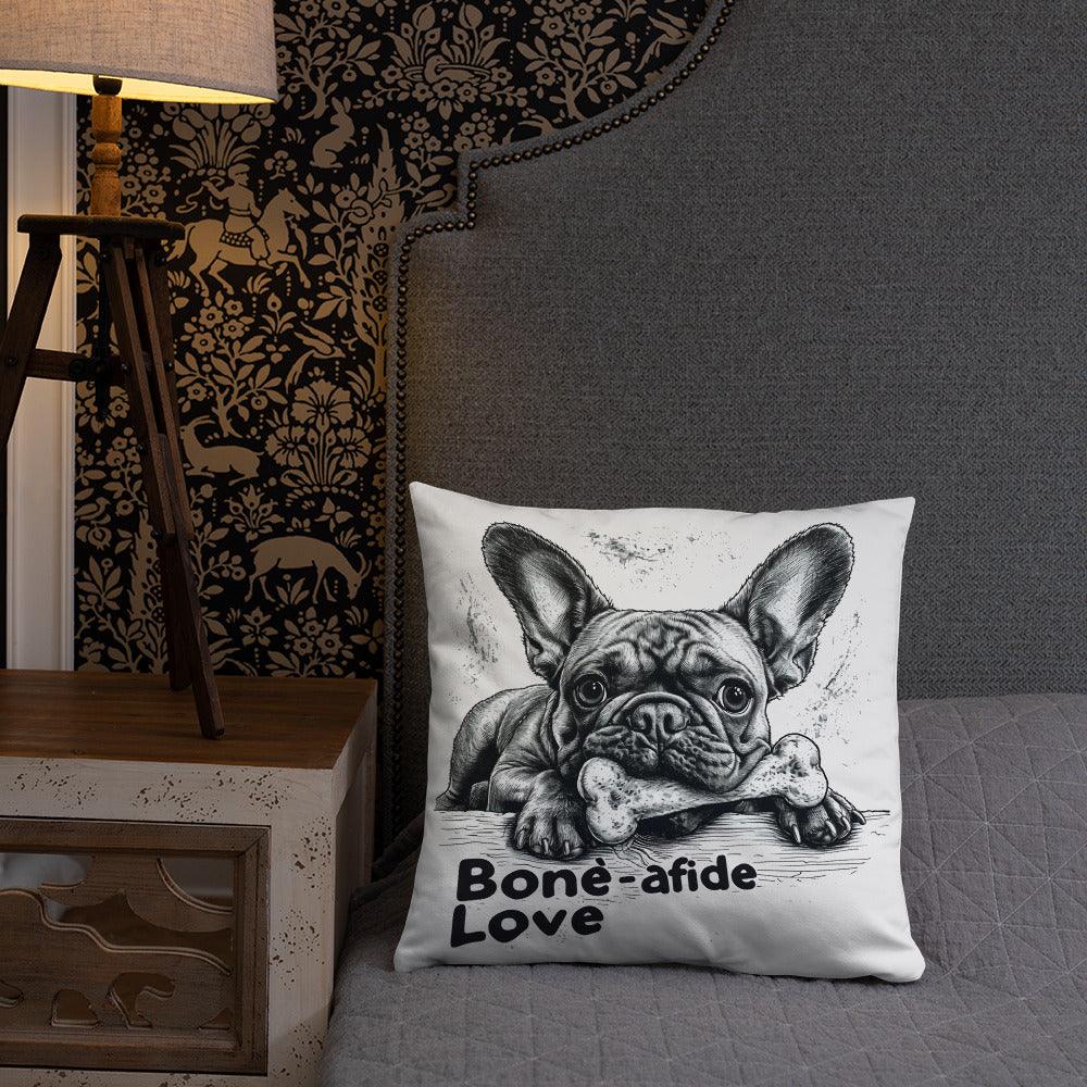 Frenchie 'bone-afide' love - Pillow - Frenchie Emporium