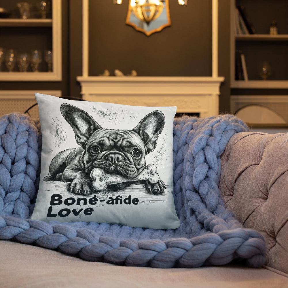 Frenchie 'bone-afide' love - Pillow - Frenchie Emporium