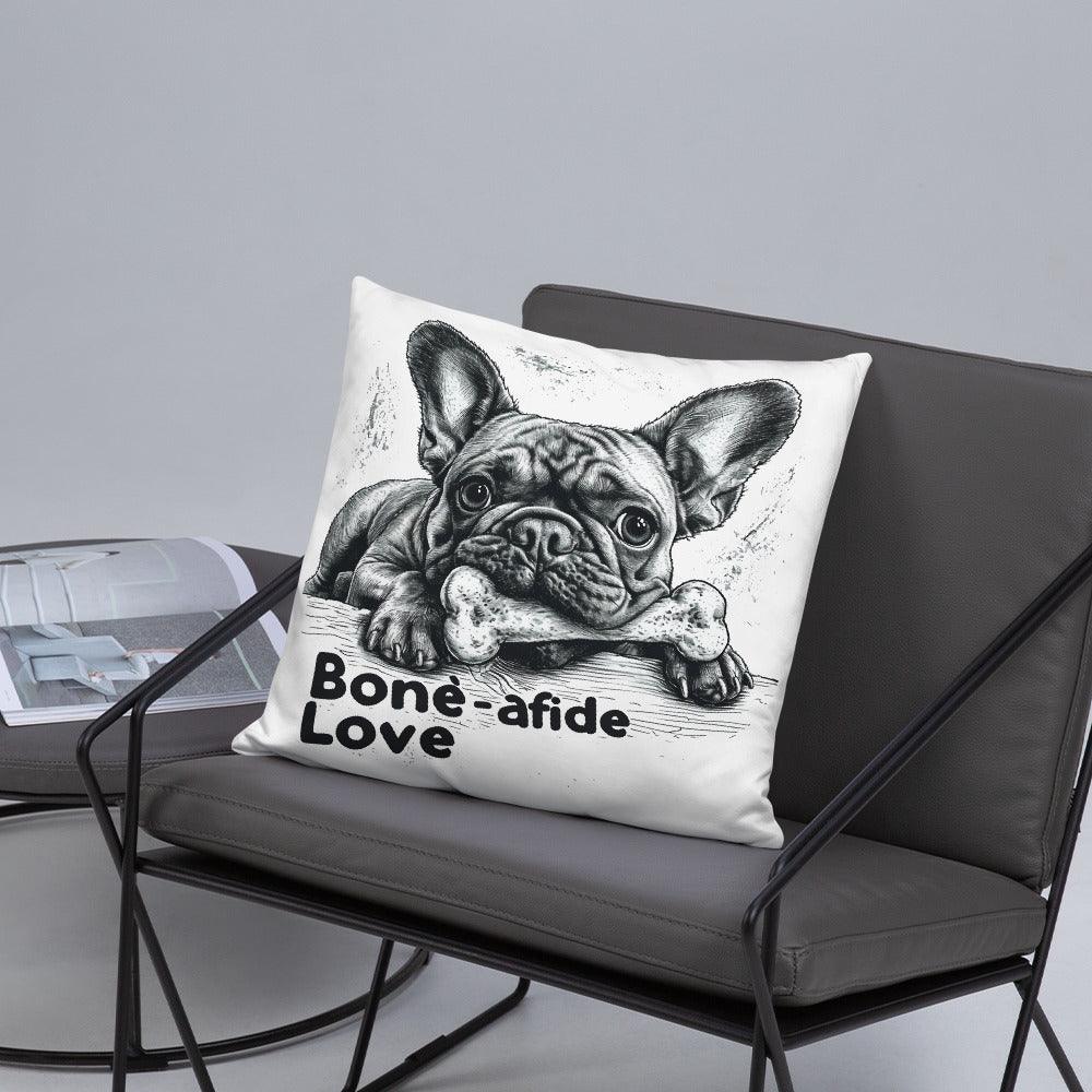 Frenchie 'bone-afide' love - Pillow - Frenchie Emporium