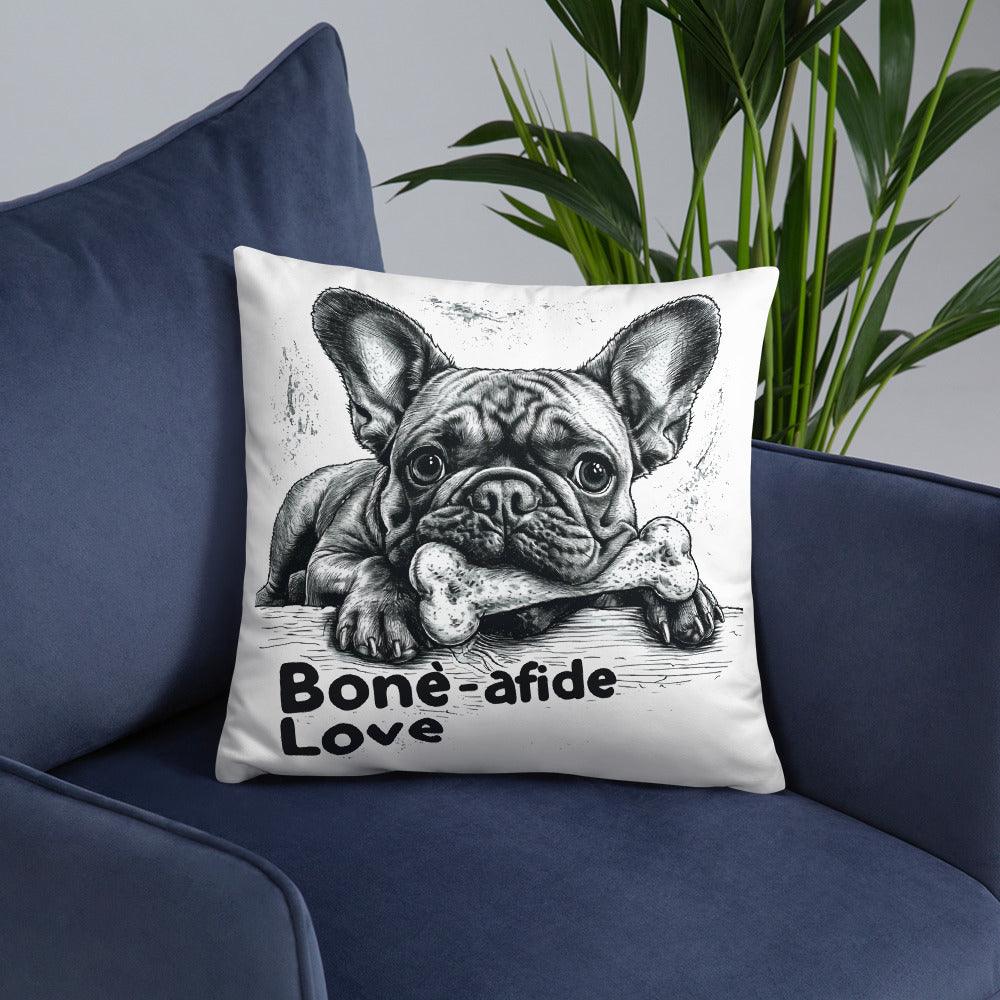 Frenchie 'bone-afide' love - Pillow - Frenchie Emporium