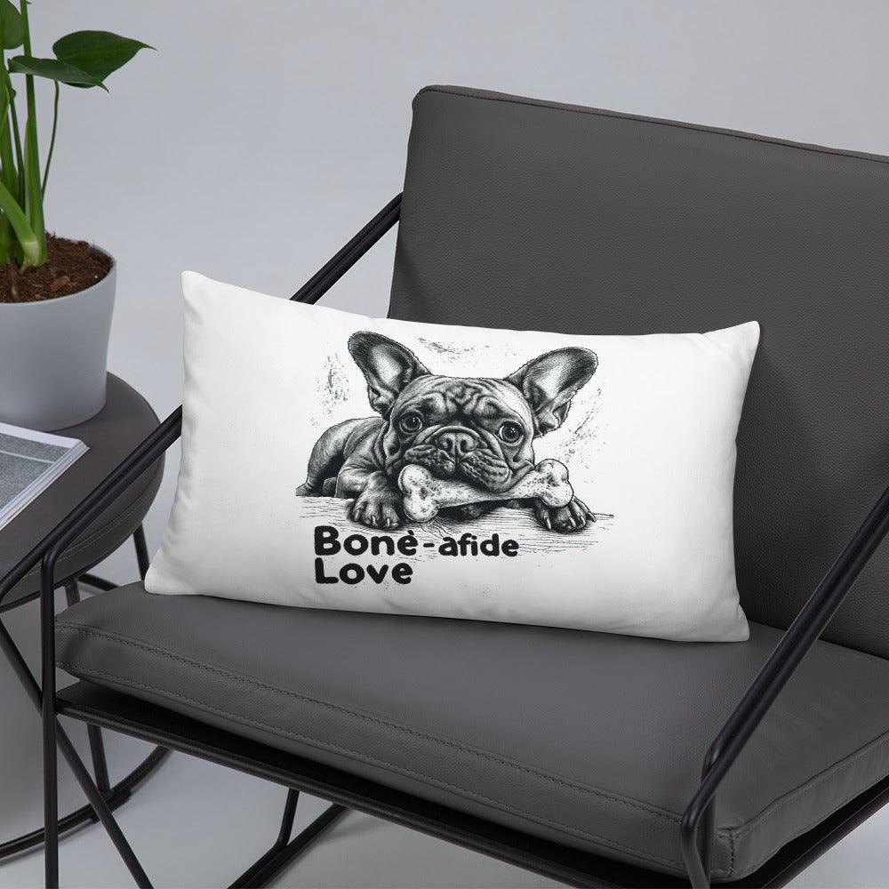 Frenchie 'bone-afide' love - Pillow - Frenchie Emporium