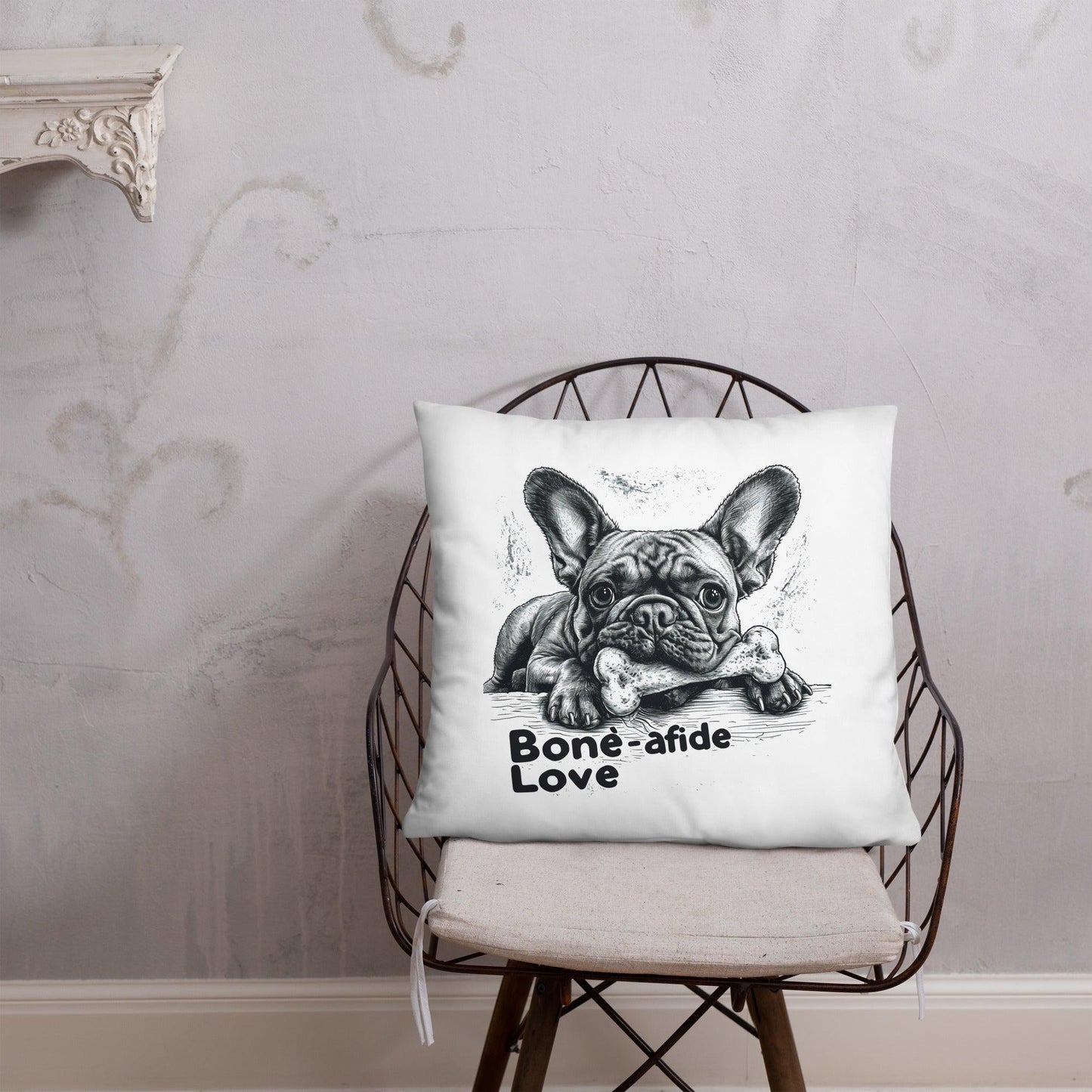 Frenchie 'bone-afide' love - Pillow - Frenchie Emporium