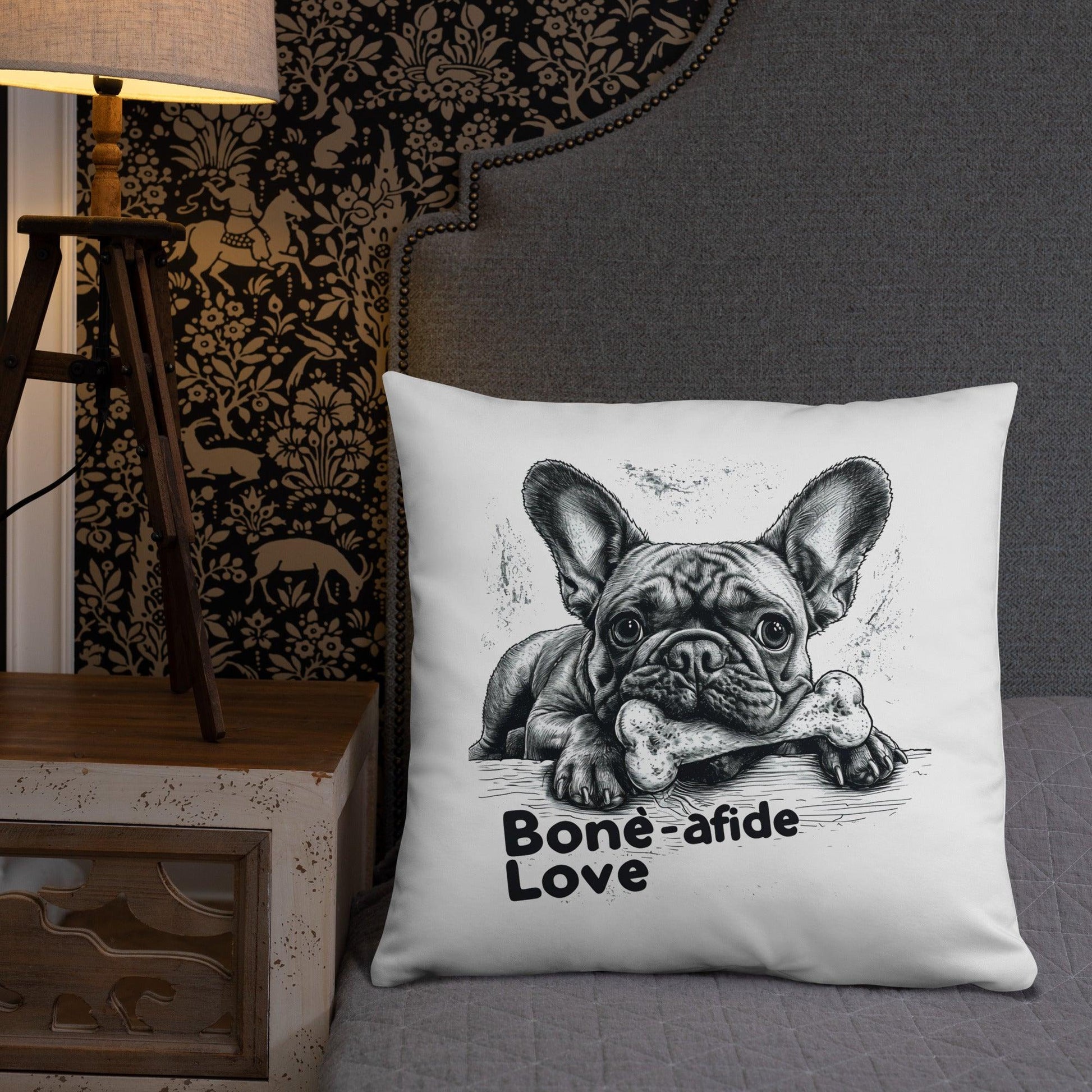 Frenchie 'bone-afide' love - Pillow - Frenchie Emporium