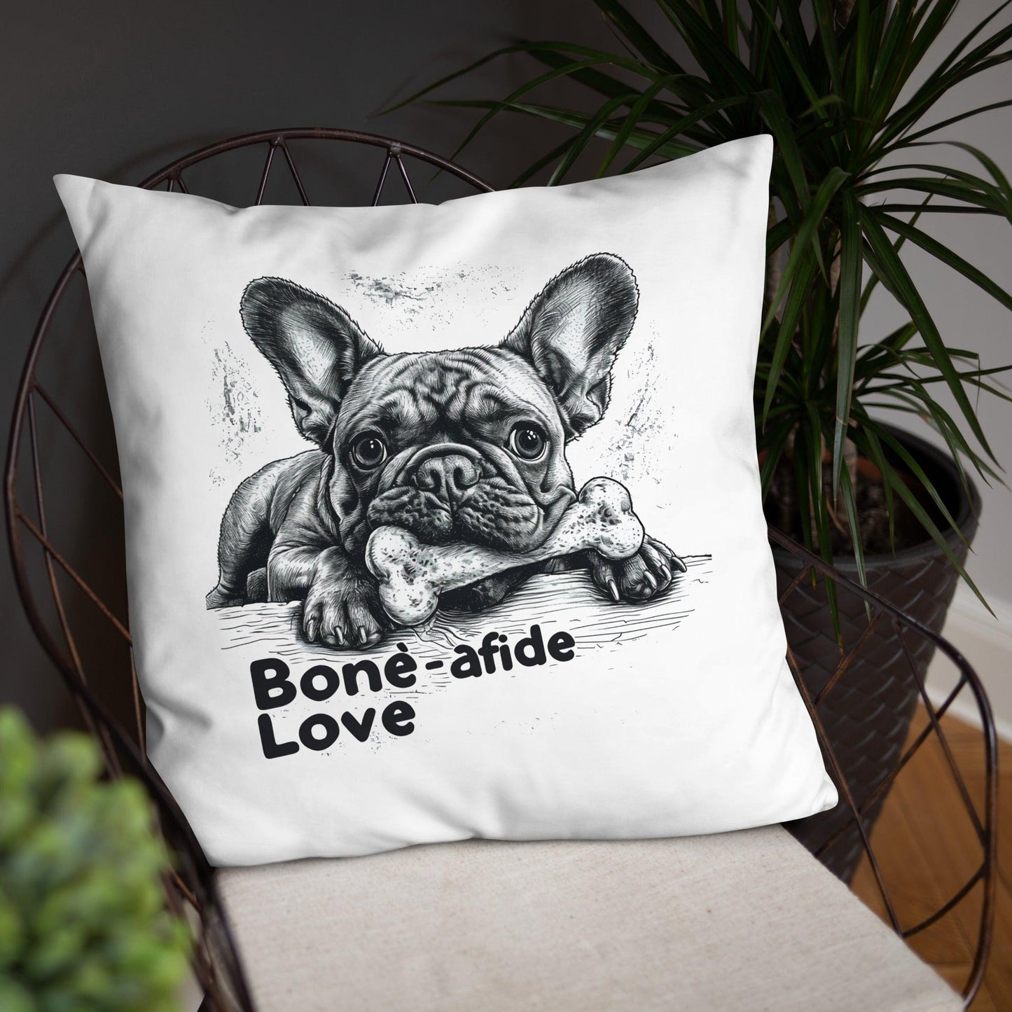 Frenchie 'bone-afide' love - Pillow - Frenchie Emporium