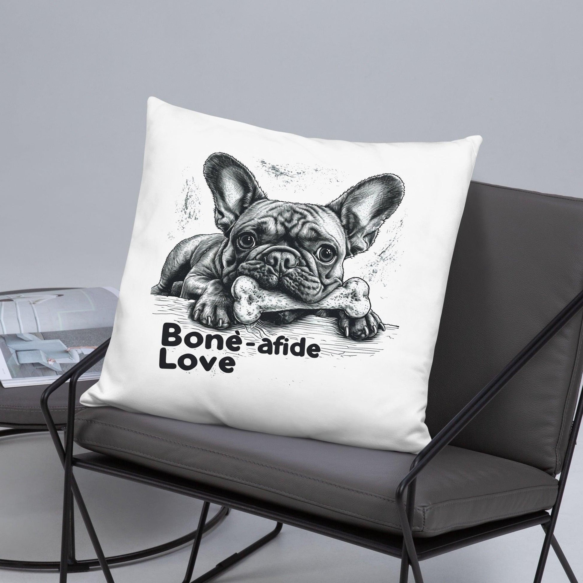 Frenchie 'bone-afide' love - Pillow - Frenchie Emporium