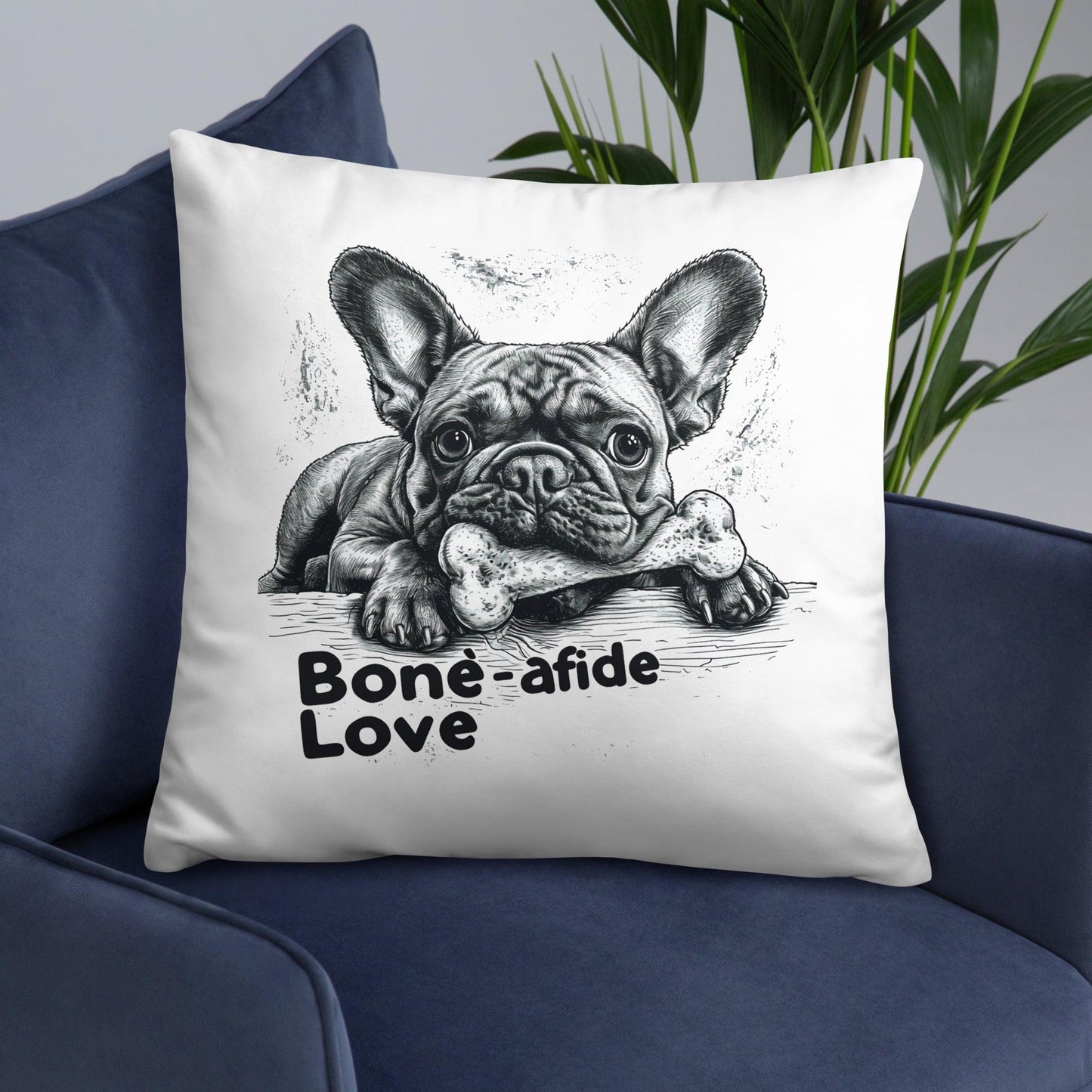 Frenchie 'bone-afide' love - Pillow - Frenchie Emporium