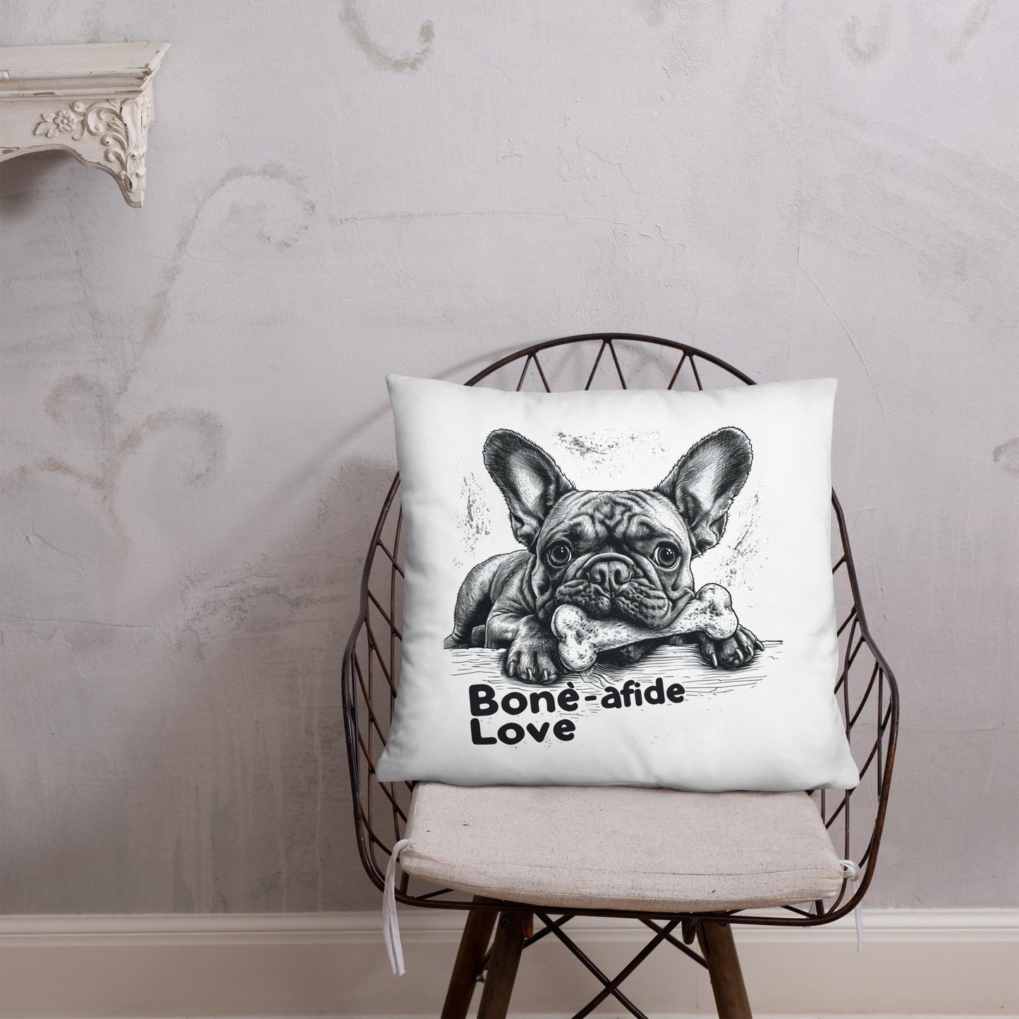 Frenchie 'bone-afide' love - Pillow - Frenchie Emporium