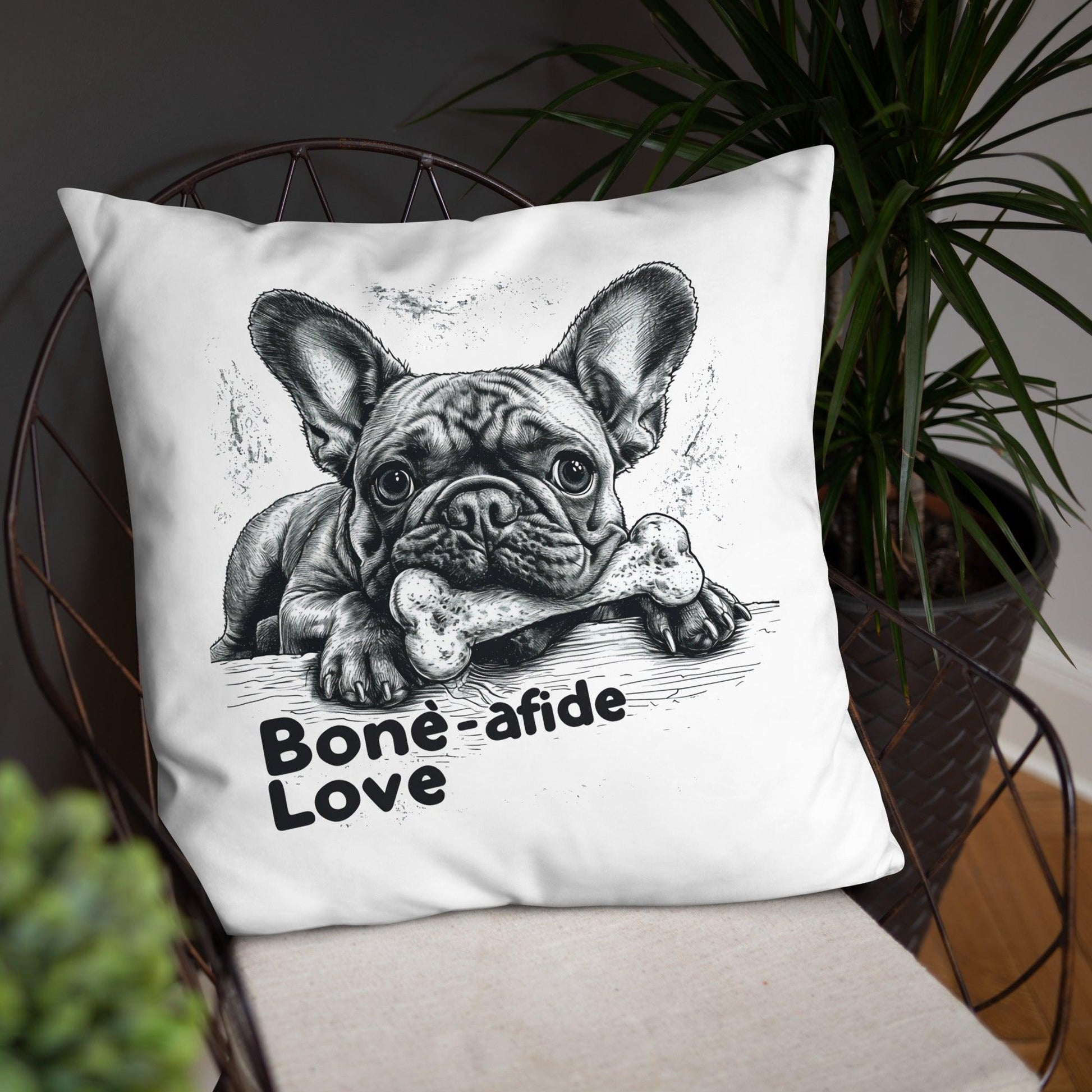 Frenchie 'bone-afide' love - Pillow - Frenchie Emporium