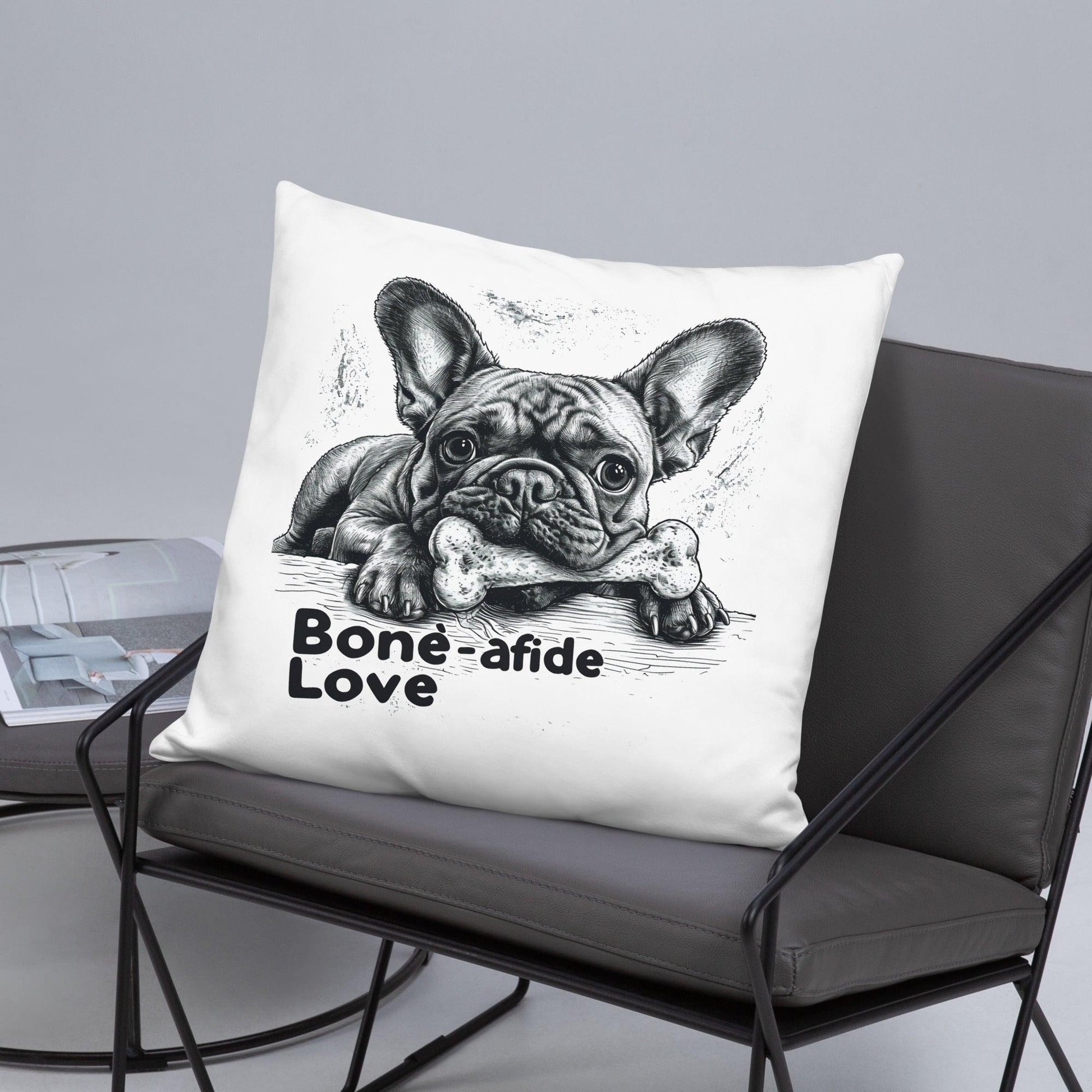 Frenchie 'bone-afide' love - Pillow - Frenchie Emporium