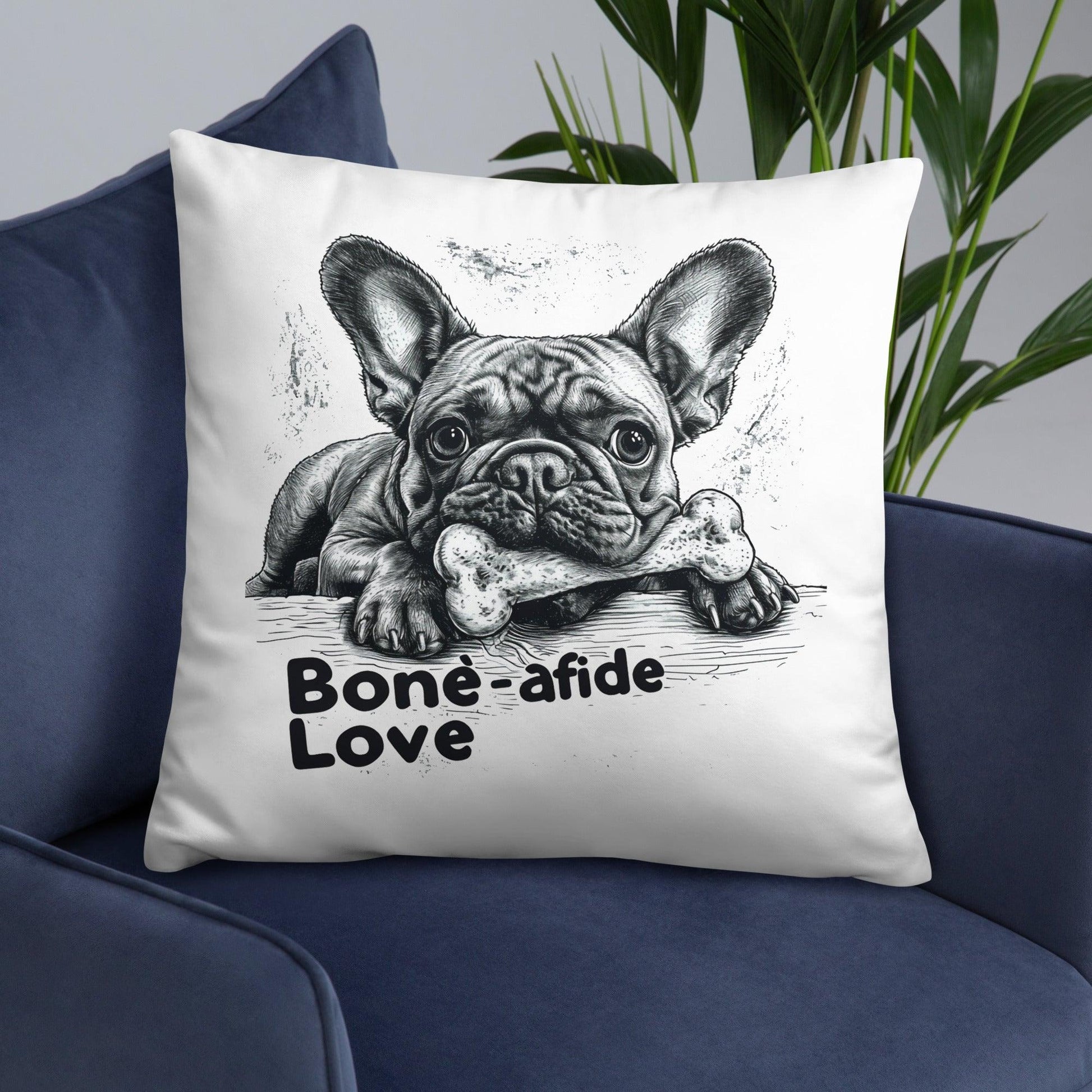 Frenchie 'bone-afide' love - Pillow - Frenchie Emporium