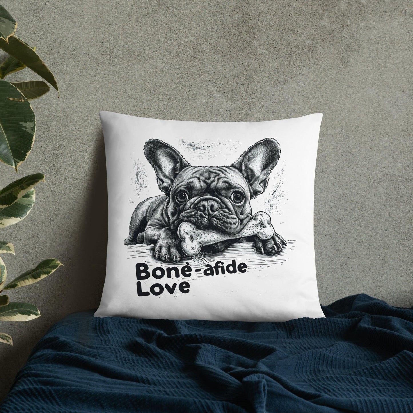 Frenchie 'bone-afide' love - Pillow - Frenchie Emporium