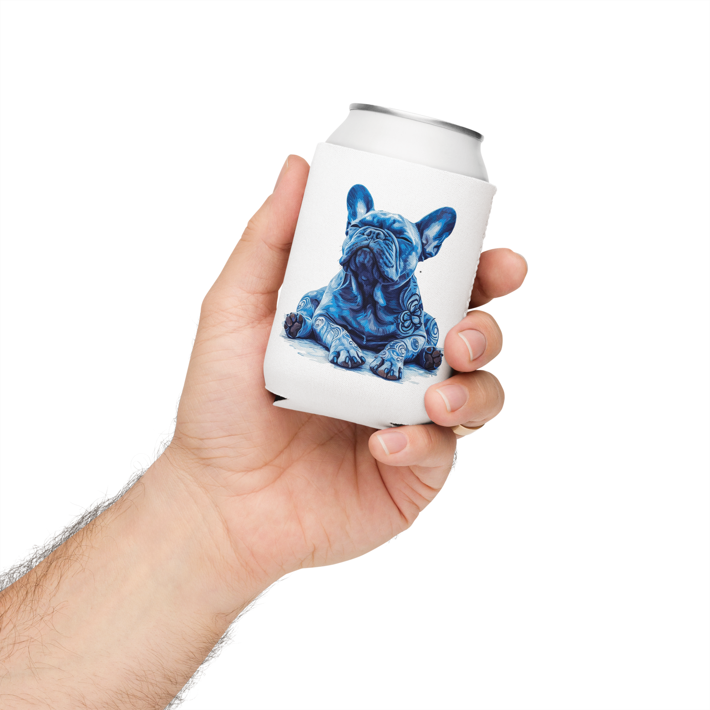 Zen Mode Frenchie Can Cooler – Art-Inspired Drink Sleeve
