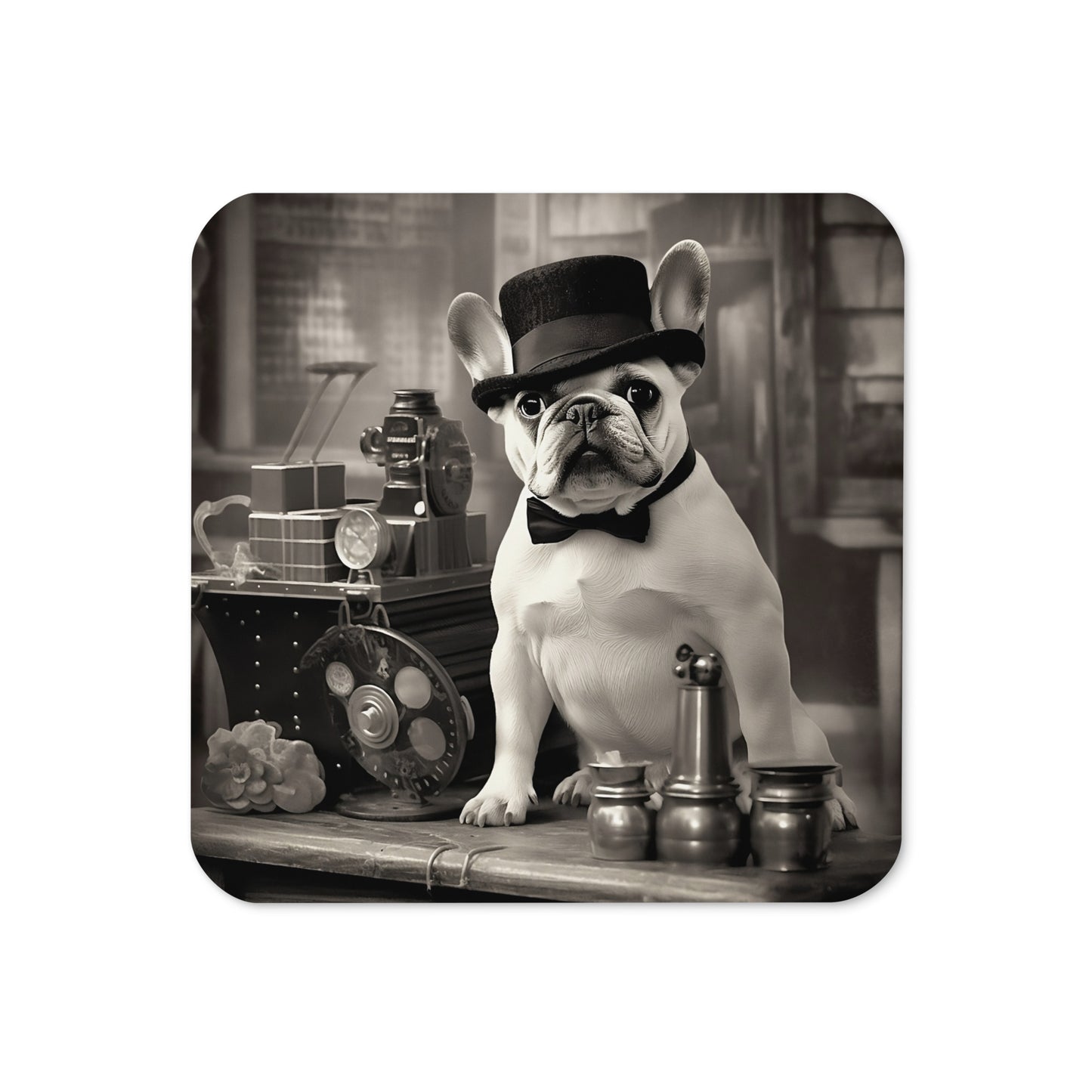 Chaplin Frenchie - Cork-back coaster - Frenchie Emporium