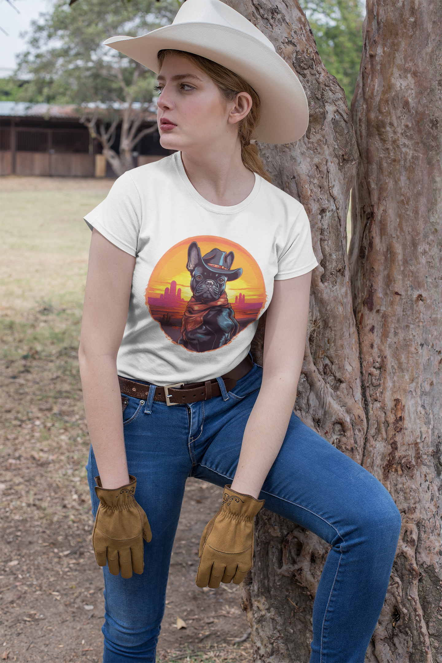 Wild West Cowboy Style Frenchie T-shirt