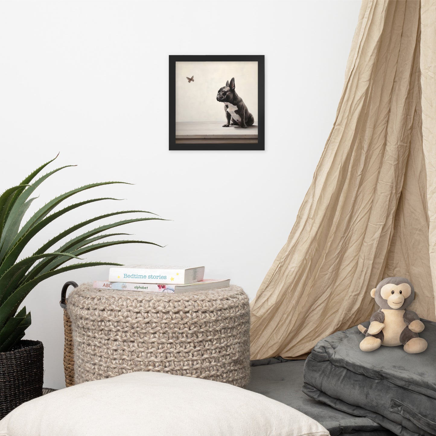 Frenchie Butterfly Gaze - Framed Poster