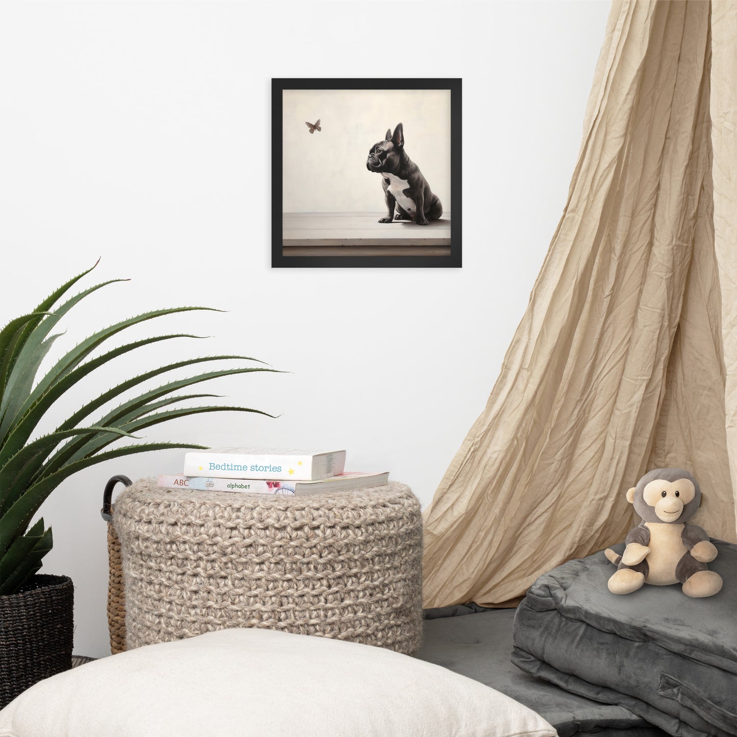 Frenchie Butterfly Gaze - Framed Poster