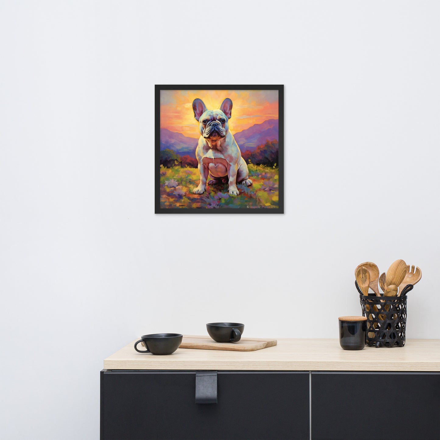 Impressionist Frenchie - Tranquil Landscape Framed Poster - Frenchie Emporium