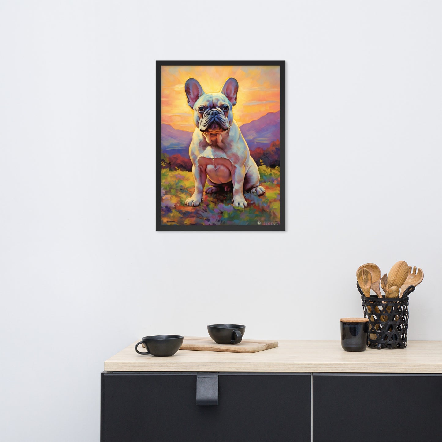 Impressionist Frenchie - Tranquil Landscape Framed Poster - Frenchie Emporium