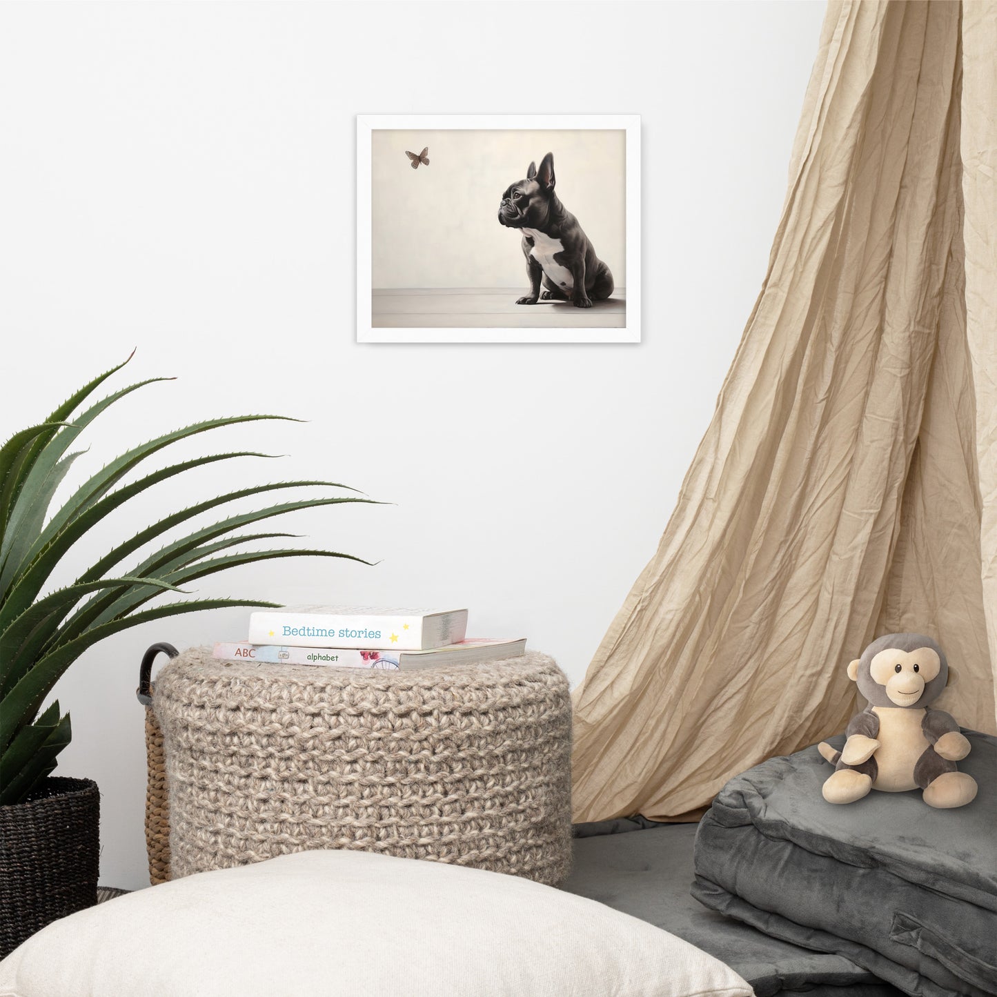 Frenchie Butterfly Gaze - Framed Poster