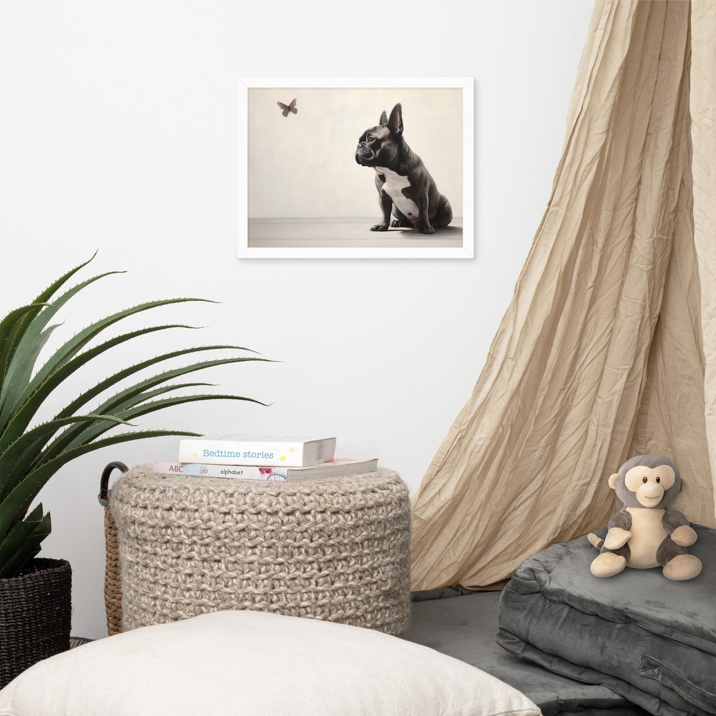 Frenchie Butterfly Gaze - Framed Poster