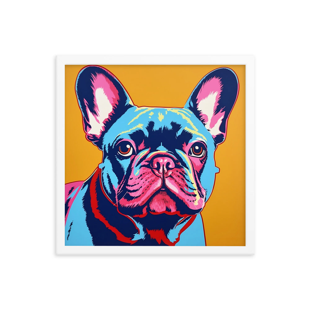 Frenchie in Pop - Multi-Colour Framed Poster