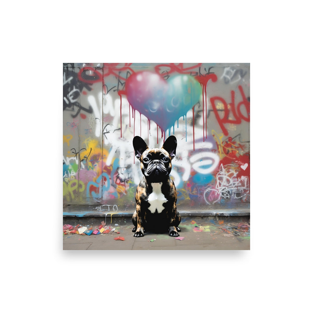 Urban Artistry - Stencil-Style Frenchie Street Art Canvas" Poster