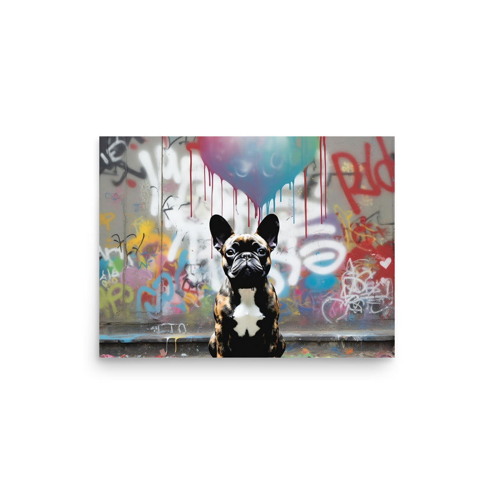 Urban Artistry - Stencil-Style Frenchie Street Art Canvas" Poster