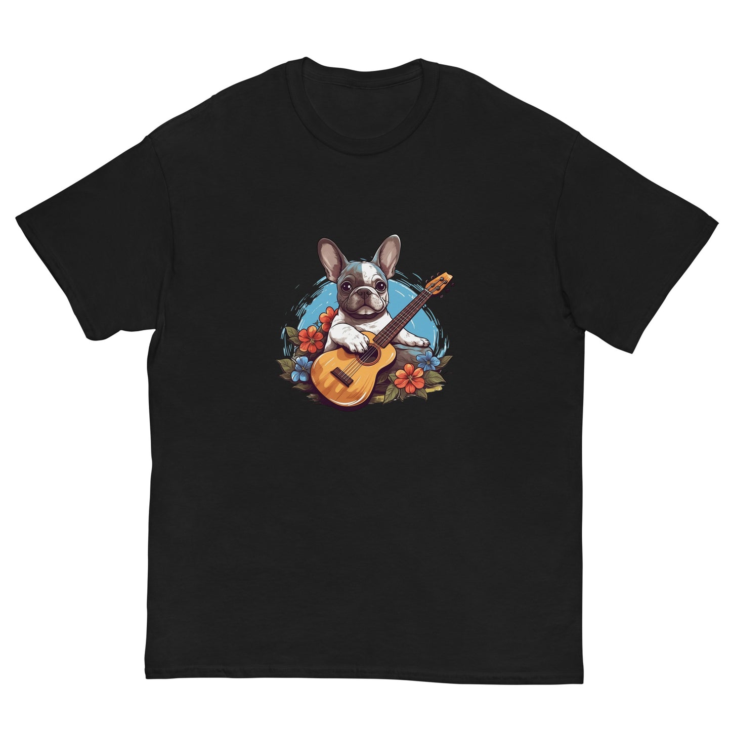 Hawaiian Ukulele Frenchie - Relaxing Graphic T-shirt - Frenchie Emporium