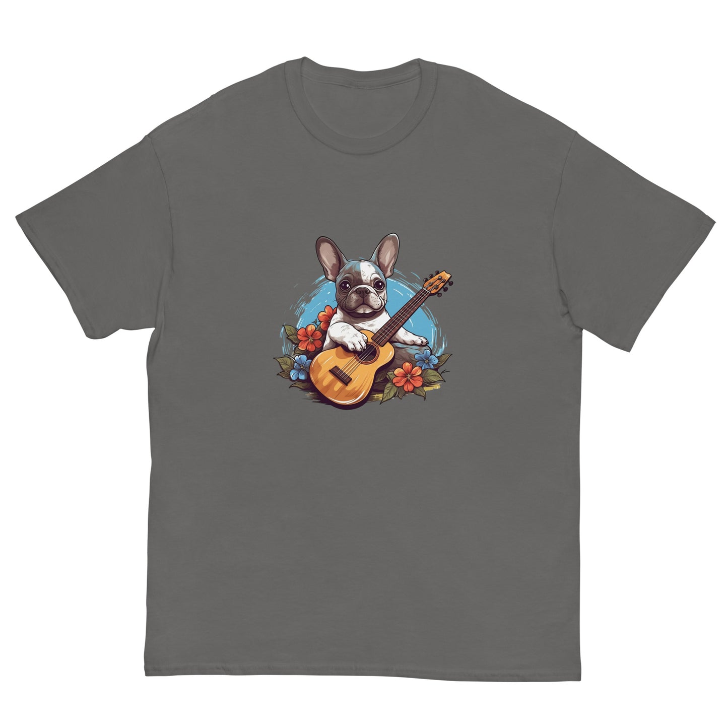 Hawaiian Ukulele Frenchie - Relaxing Graphic T-shirt - Frenchie Emporium