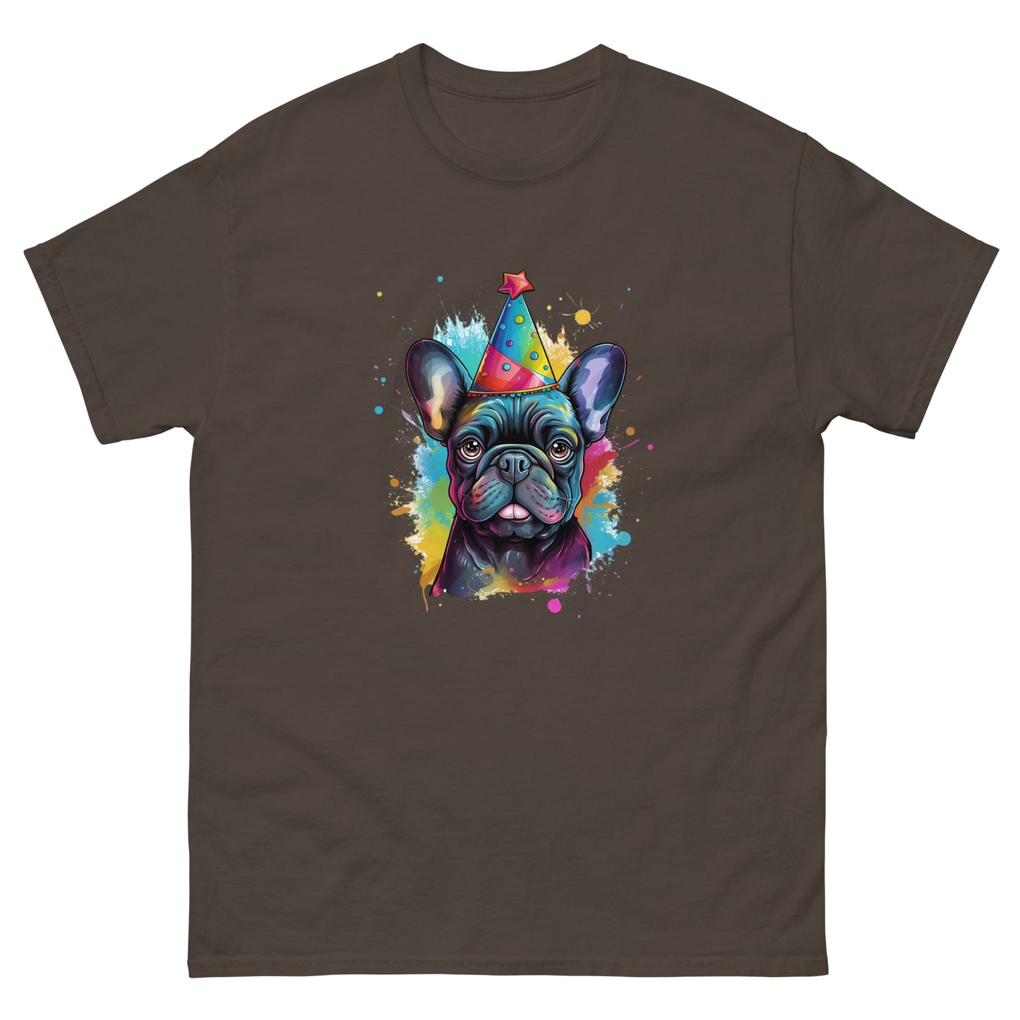 Festive Birthday Frenchie - Joyous Graphic T-shirt - Frenchie Emporium