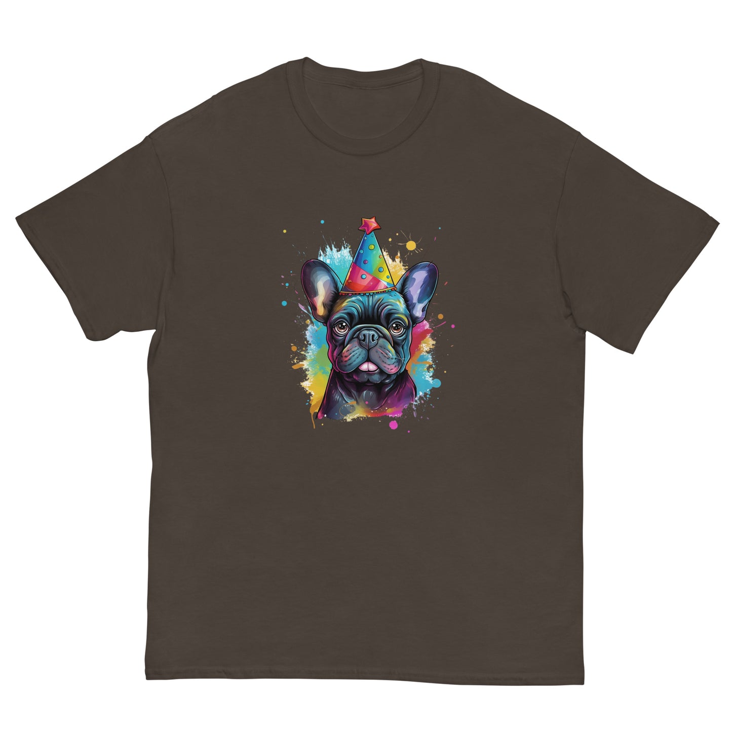 Festive Birthday Frenchie - Joyous Graphic T-shirt - Frenchie Emporium