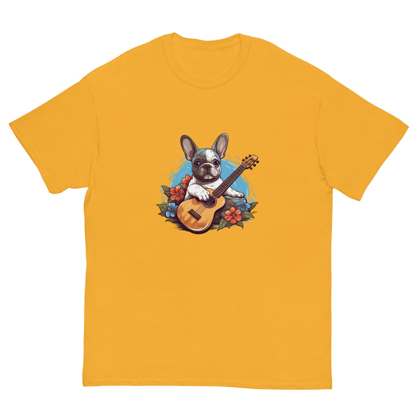 Hawaiian Ukulele Frenchie - Relaxing Graphic T-shirt