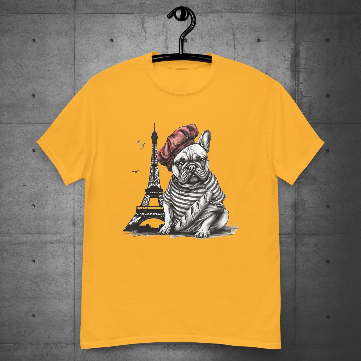 Unisex Frenchie at the Eiffel Tower T-Shirt: