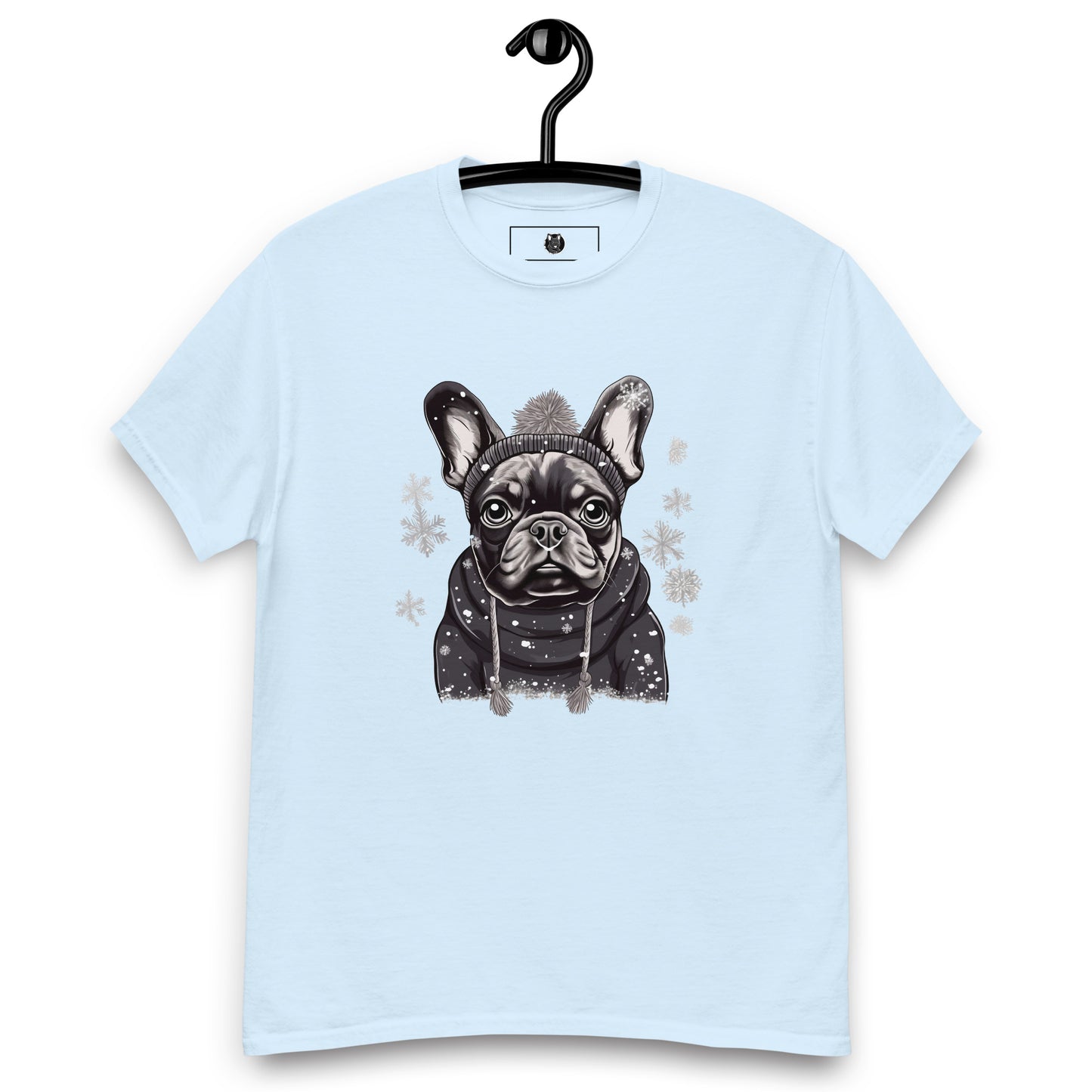 "Snowflake Serenity Frenchie" Unisex T-Shirt